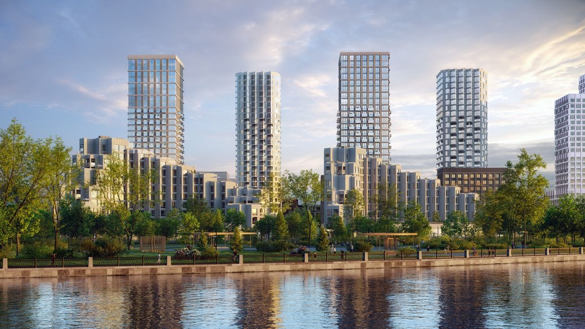 Набережная Москвы-реки у квартала Шагал